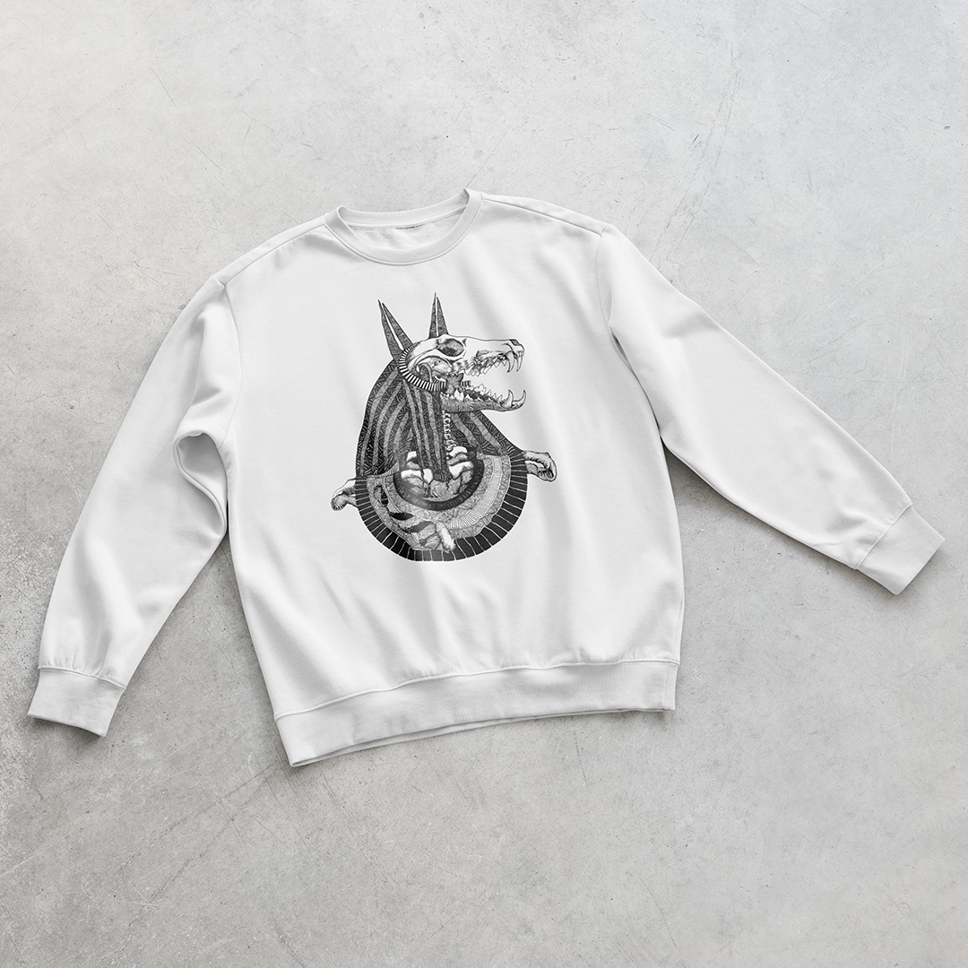 Anubis || White Unisex Sweatshirt || Dead Gods